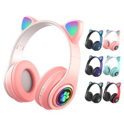 China B39M Cute Headband Cat Ears Wireless Headphones Wireless Headset With MIC FM Kids Earbuds Call Low Latency Stereo Music Kids Gift Earphone for sale