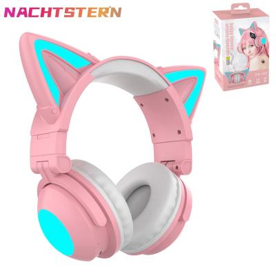 China Cute Earphone RGB Cat Wireless Headphones Girls Kids Gift Headset With Microphone 7.1 Stereo Music Gaming Headset Control Lights With Box for sale