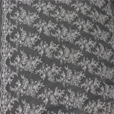 China Factory Supply 100% Sustainable Brocade Cotton Embroidered Lace Fabric For White Dress for sale