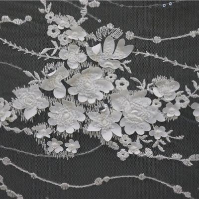 China 2021 Latest Viable High Quality Hot Sale Sequin Embroidery White Lace Fabric For Wedding for sale