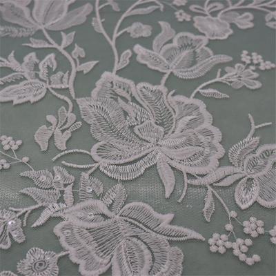 China Viable Supplier Supply Mesh And Tulle Lace Fabric With Sequins Fabrics For Wedding for sale