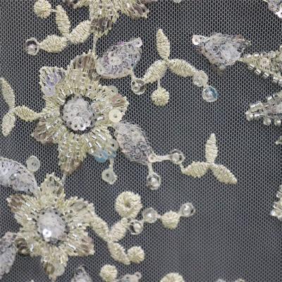 China New Design Sustainable Fashion Good Quality Lace Fabric 3d Flower Embroidered Fabric for sale