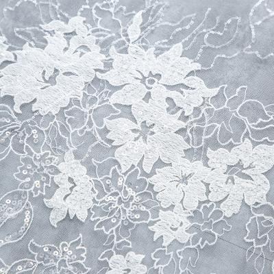 China Sustainable Hot Selling Fashion Style 100% Polyester Embroidered Bridal Lace Fabric for sale