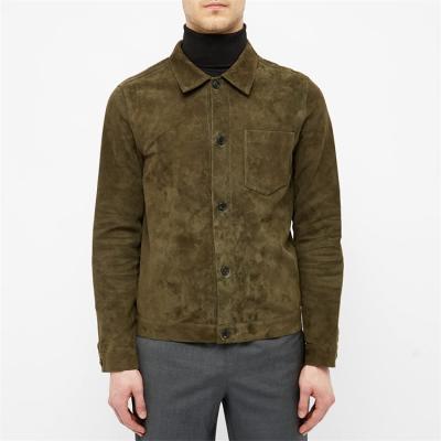 China OEM Pocket Long Sleeve Custom Front Overshirt Suede Softshell Green Trucker Jacket For Man for sale