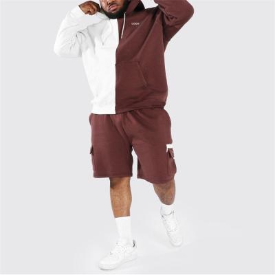 China OEM Print Breathable Custom Logo Spliced ​​Plus Size Color Block Cargo Shorts Tracksuit For Man for sale