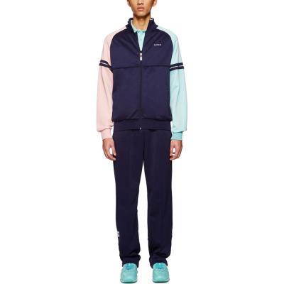 China OEM Print Breathable Custom Polycotton Contrast Stripes Color Block Zip Up Sweat Tracksuit For Men for sale