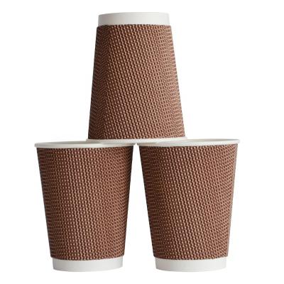 China HeePACK 4-24OZ Ripple Wallpaper Cup White Paper Coffee Cups Disposable Hot Selling Disposable Tea Cups for sale