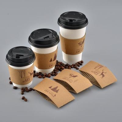 China Disposable Custom Printed Wrinkled Kraft Paper Insulated Paper Coffee Cups Disposable Paper Coffee Cups Sleeve With Logo Manufacturers for sale