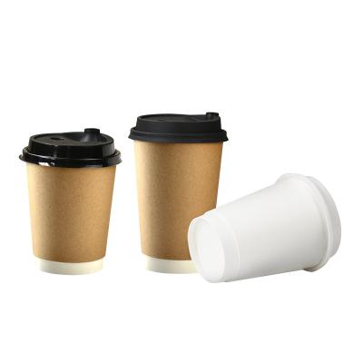 China 8oz Disposable Custom Design Logo Kraft Paper Trifold Disposable Insulated Coffee Cup With Match Lid for sale