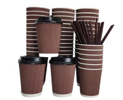 China Disposable 8oz 12oz 16oz Customized Ripple Wallpaper Cup on Hot Coffee Coffee Mugs Wholesales on Amazon for sale