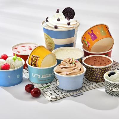 China 4oz 6oz 8oz 12oz 16oz 20oz Ice Cream Disposable Frozen Yogurt Paper Cups Disposable Paper Packaging Tub for sale