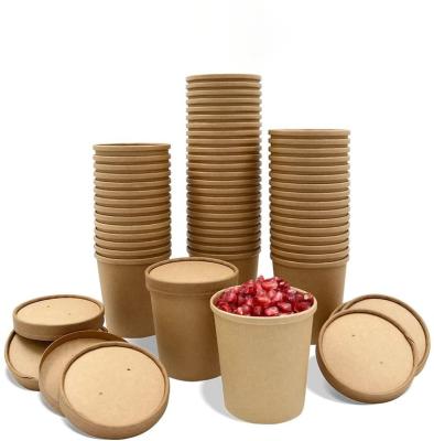 China Disposable Paper Kraft /White Soup Container /Cups /Tubs/Bowl With Paper /Plastic Lids For Hot Cold Instant for sale