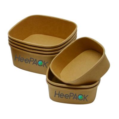 China HeePack 130*130mm 170*170mm Disposable Paper Tote Square To Go Pack Disposable Lunch Box Food Container for sale