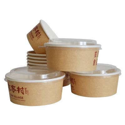 China Disposable Chinese Kraft Box Soup Tubs Food Container Takeout Bowl With Paper Lids for sale