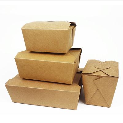 China Disposable Kraft Noodle Paper Box Craft Rectangle Food Container Disposable Paper Box for sale