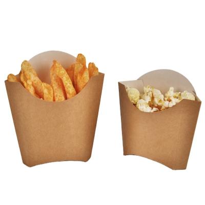 China 12oz/16oz/32oz Recycled Disposable French Fries Container Box Custom Printed Brown Materials French Fries Paper Packaging for sale