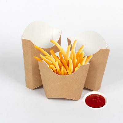 China High Quality Recycled Materials Food Grade Disposable PE Coated French Fries Box Paper Potato Chips Packaging Box For Caterer for sale