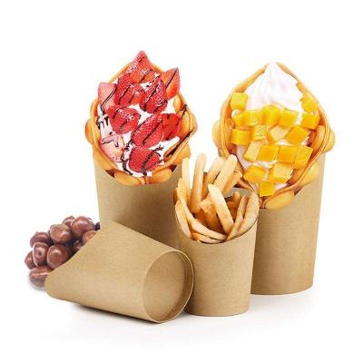 China Disposable Wholesale Custom Logo Brown Kraft Paper Scoop Cup Take Away Fry Box Factory Direct Supply for sale