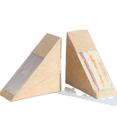 China Best Selling Eco Friendly Triangle Envelope Heepack Sandwich Cardboard Packaging Disposable Paper Box With Clear Window for sale