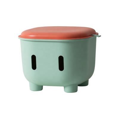 China Storage stools for children can sit on a multi-functional double color baby toy storage stool for sale