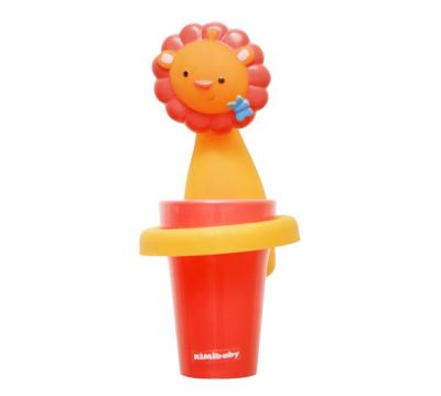 China Plastic pp+tpr Lion Shape Factory Cheap Price Silicone Baby Trainer Toothbrush Kids Toothbrush Cup Holder for sale