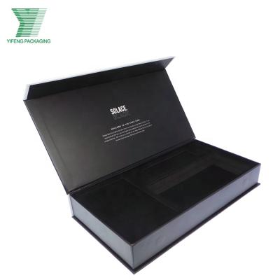 China Recyclable Premium Black Nicotine Salt Gift Boxes With Eva Insert Color Black Magnetic Cardboard Boxes With Customized Logo for sale