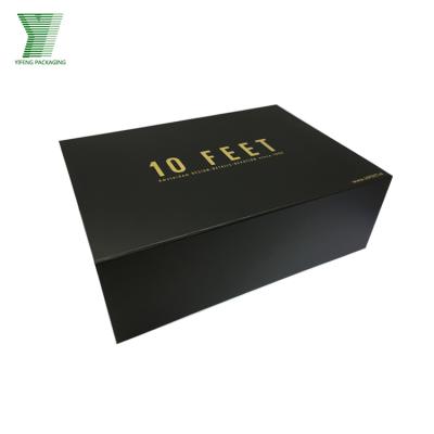 China Recyclable High Quality Large Size Customized Cardboard Wholesale Magnetic Black Foldable Clothing Storage Box Customized Packaging Boxes With Logo for sale