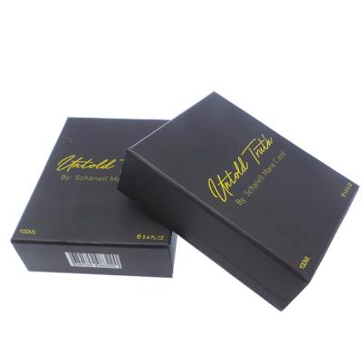 China 2020 Manufacturer High Quality Wholesale Recyclable Black Cardboard Drawer Gift Box Gold Color Black Drawer Box With Ribbon for sale