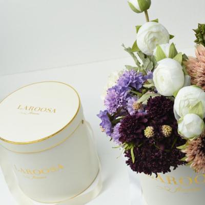 China Recycled Materials Custom Cardboard Rose Hat Luxury Round Flower Packaging Gift Box For Preserved Flowers for sale