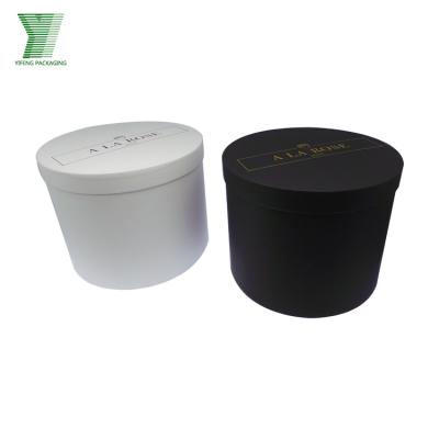 China High Quality Black Recycled Materials Printing Paper Tubes Cardboard Custom Round Flower Packaging Boxes With Handle for sale