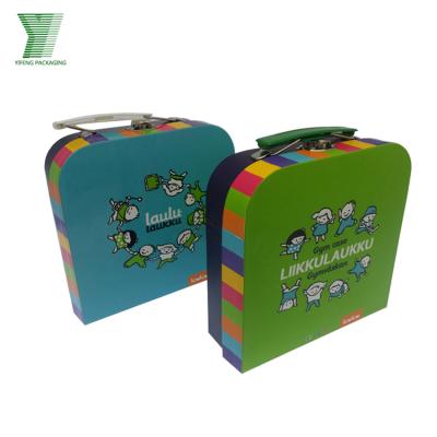 China Lovely handmade wholesale china packing box kids suitcase paper suitcase box with mental handle for sale