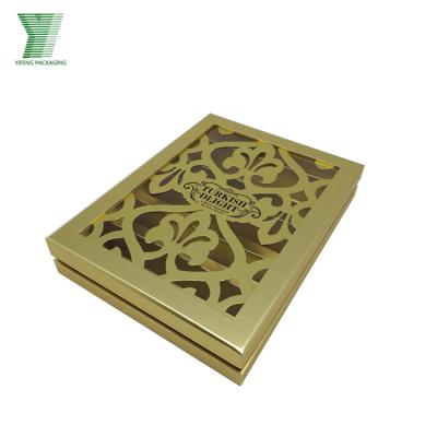 China Handmade Hot Selling Custom Logo Printed Exquisite Kraft Paper Cardboard Chocolate Candy Gift Wrapping Paper Box With Gold Card Paper Inserts for sale