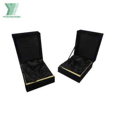 China Custom Watch/Gift/Jewelry Magnetic Closure Paper Gift Box Gold Logo Black Jewelry Box Ring Display Box for sale