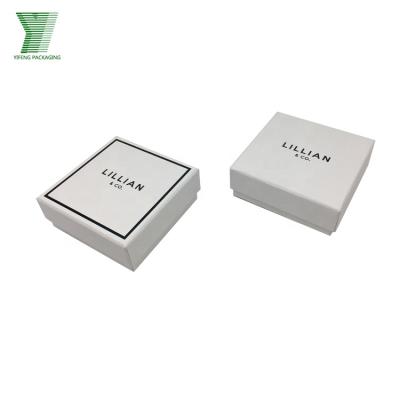 China Guangzhou Recyclable Customized Luxury Square White Paper Bracelet Boxes With Black Jewelry Packaging Wholesale Logo Pendant Box for sale