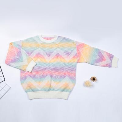 China 2022 Autumn Custom Rainbow gradient Anti-wrinkle spring and mohair thickened pullover top custom sweater for sale