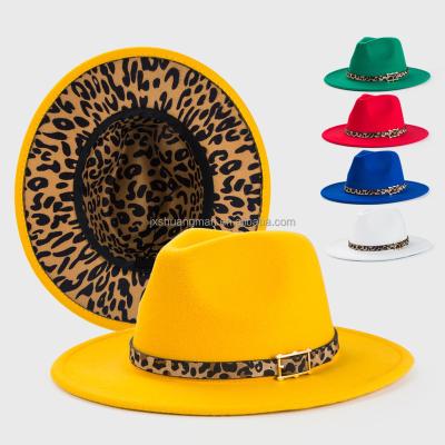 China Soft Texture Mens Leopard Print Denim Hat With Double Color And Big Gutters Cowboy Hat for sale