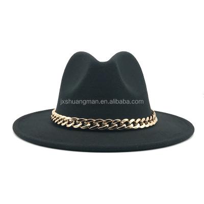 China 2022 new style gold soft chain texture top hat fashion jazz hat European wool cowboy hat for sale