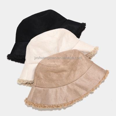 China New COMMON Winter Suede Bucket Hat Bucket Hat Thickened Simple Cool Cold Wholesale Small for sale