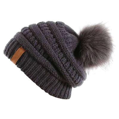 China Hot JOINT Hot Sale Fur Pompom Detachable Fashion Knit Hat for sale