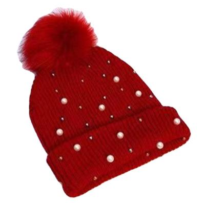 China Manufacturer Pearl Fox Fur Ball Lady COMMON Imitation Fur Ball Warm Ball Knitted Hat for sale