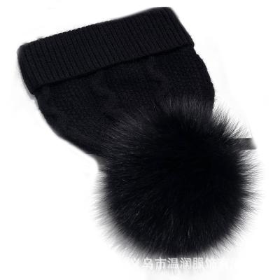 China JOINT Fashion Twisted Lace Curling Hearing Protection Knit Hat With Fur Pompom for sale