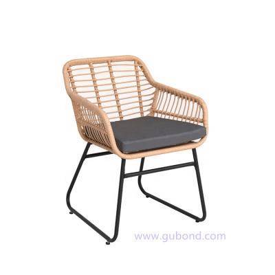 China Different Colors Garden Furniture Outdoor Metal Plastic Rattan Available Dining Chair With Cushions For Sale for sale