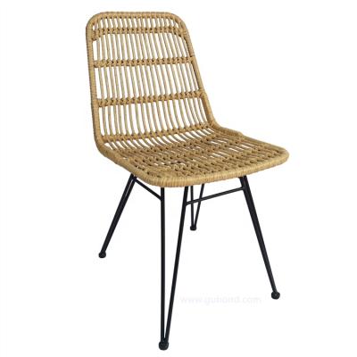 China Modern Outdoor Furniture GR138 Restaurant Metal PE Rattan Wicker Dining Chair With Cushion On Sale for sale