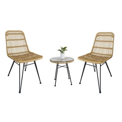 China GT910 Modern Restaurant Metal Plastic Rattan Dining Chair And Table For Outdoor Furniture for sale