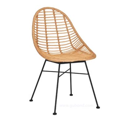 China Different Available Indoor Metal Colors Poly Rattan Patio Dining Chair With Cushions With Black Powder Coated Steel Frame for sale