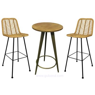 China Modern Outdoor Furniture Metal PE Rattan Garden Bar Stool With China Cushion for sale