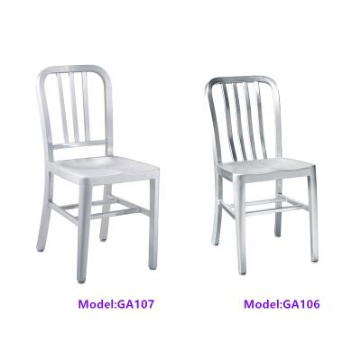 China Modern Outdoor Furniture Aluminum Restaurant Cafe Dining Outdoor Navy Side Chair for sale