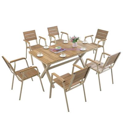 China KD Rectangle Garden GT970 Outdoor And Indoor Waterproof Aluminum Plastic Wooden Table for sale