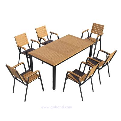 China Modern Outdoor Restaurant Stacking Dining Aluminum Plastic Wooden Chair for sale