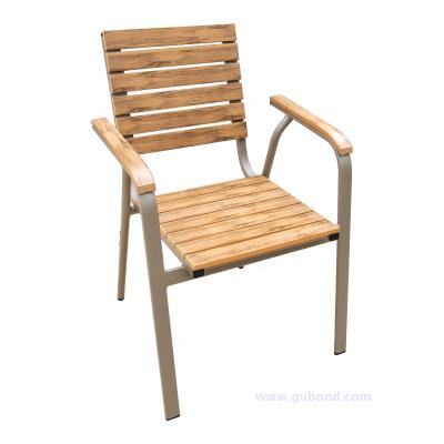 China Modern Outdoor Restaurant Stacking Dining Aluminum Plastic Wooden Chairs for sale